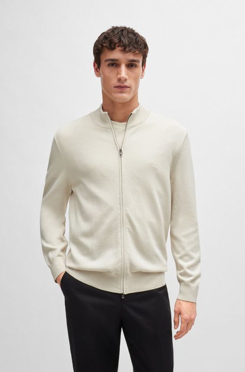 Cardigan Com Fecho Em Malha De Algodão Com Logo Bordado