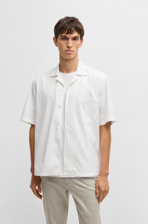 Camisa De Ajuste Descontraído Em Popelina De Algodão
