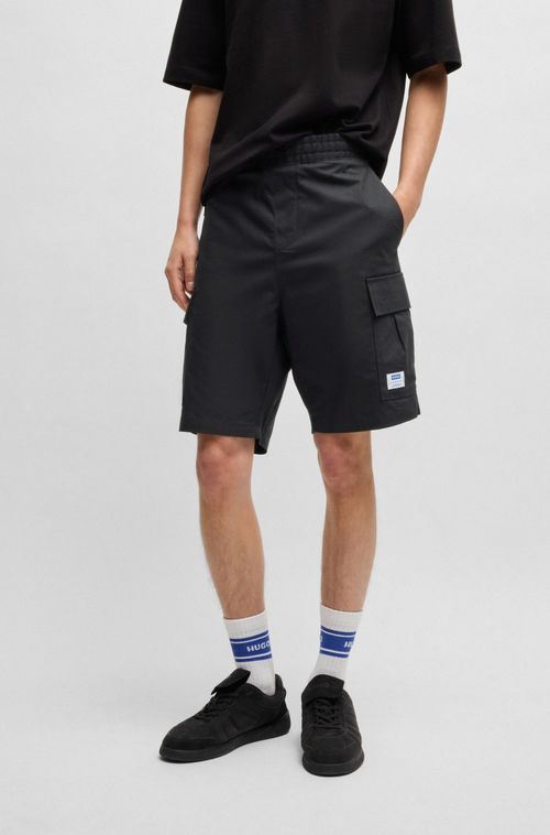 Shorts De Algodão Estruturado Com Cordão E Logo