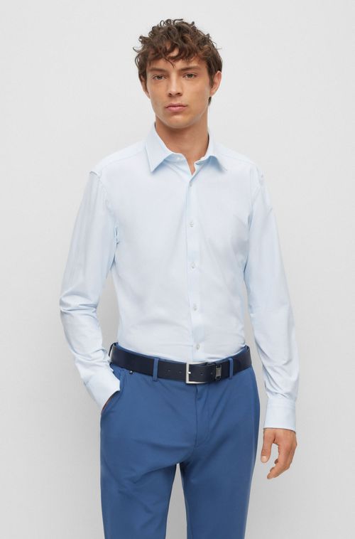 Camisa De Ajuste Fino Em Tecido Estruturado De Stretch Performance