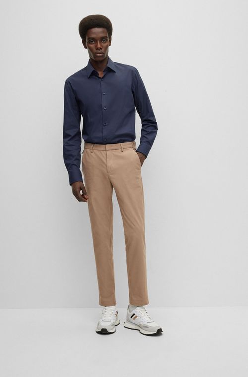 Camisa Regular Fit Em Popeline De Algodão Stretch Easy Iron