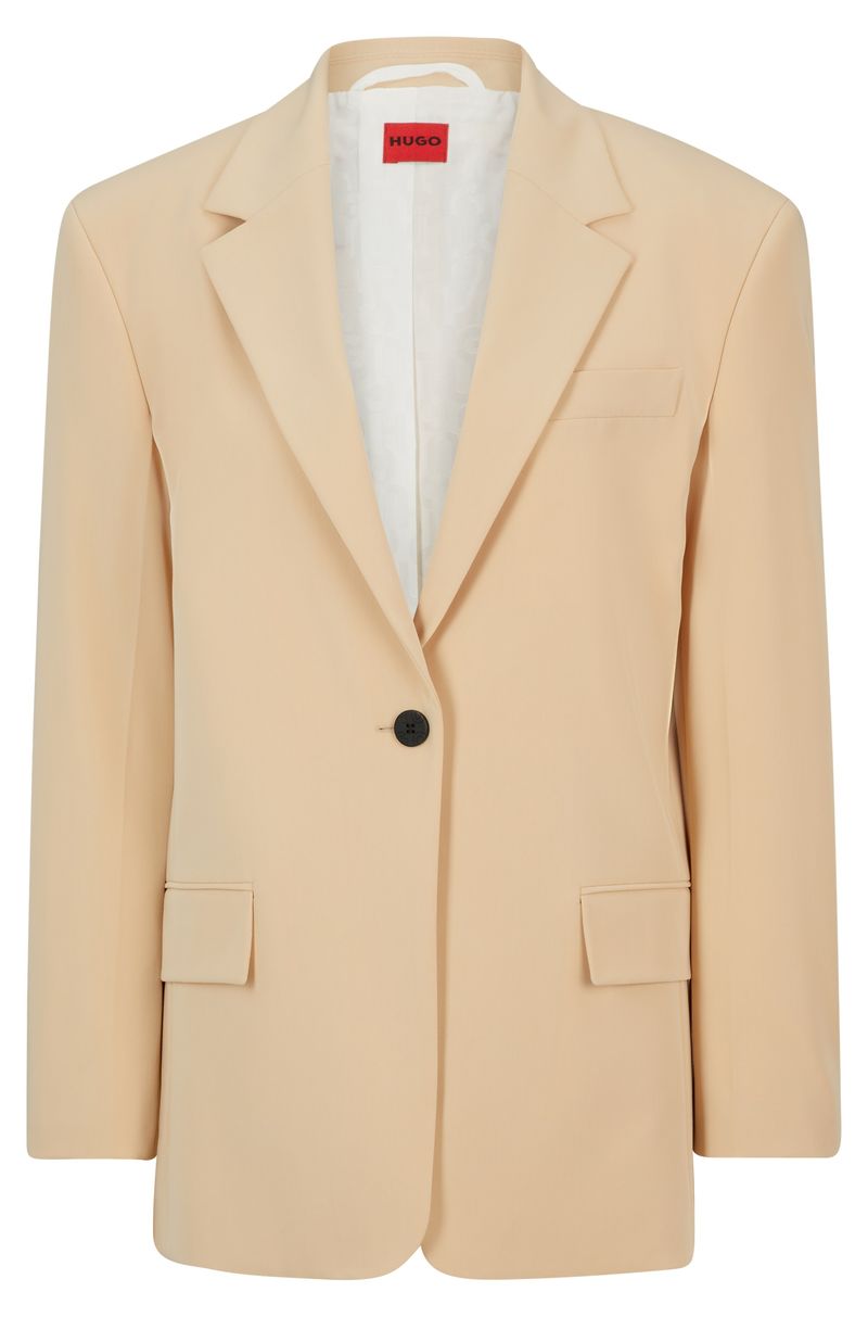 Blazer De Corte Dimensionado Em Tecido Com Um Botão