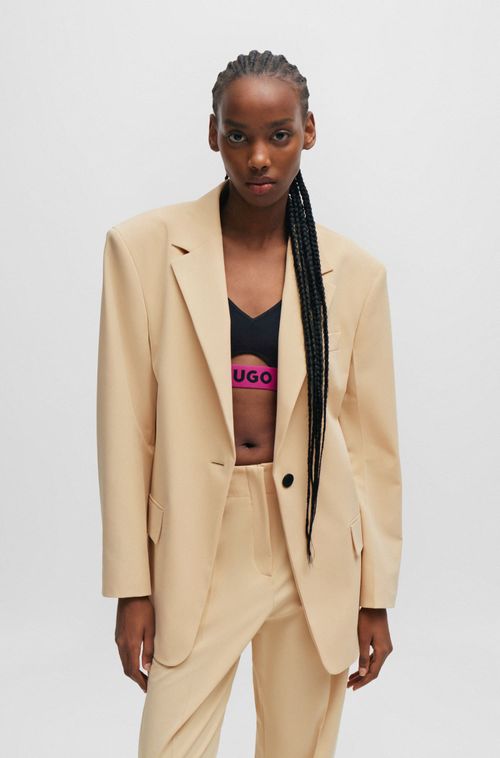 Blazer De Corte Dimensionado Em Tecido Com Um Botão