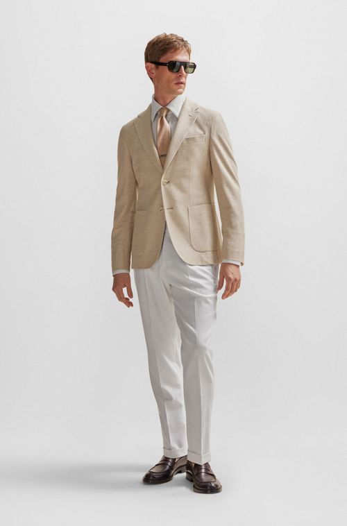 Blazer De Corte Ajustável Ao Corpo Em Seda E Lã Virgem