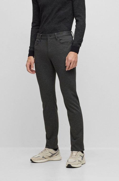 Calças Jeans Slim-Fit Em Jersey Stretch Escovada Com Micro Estampa