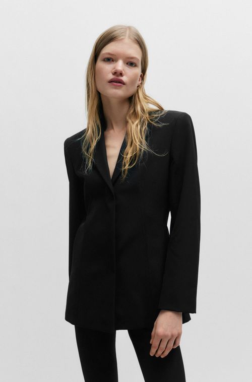Blazer De Corte Regular Em Material Super Elástico