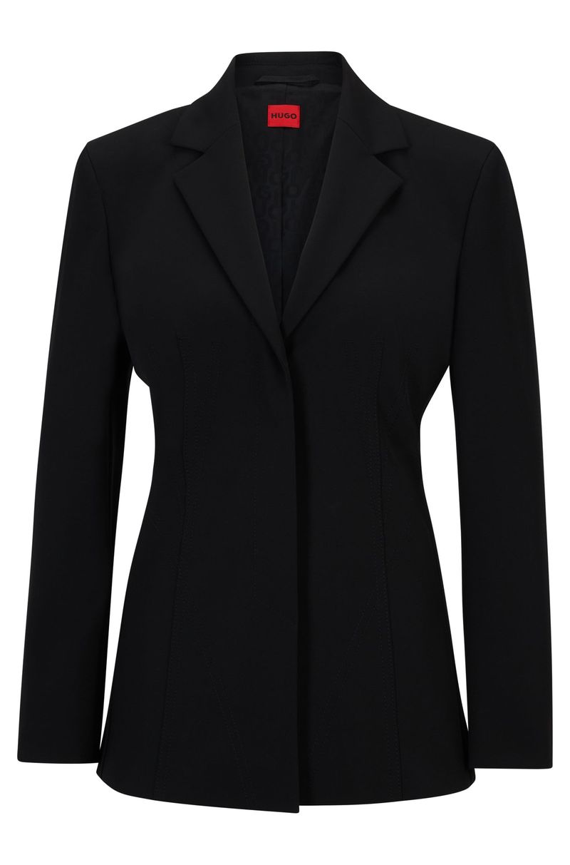Blazer De Corte Regular Em Material Super Elástico