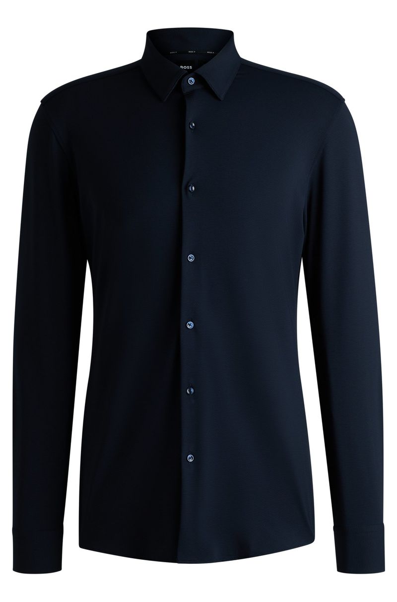 Camisa De Ajuste Slim Em Jersey Elástico