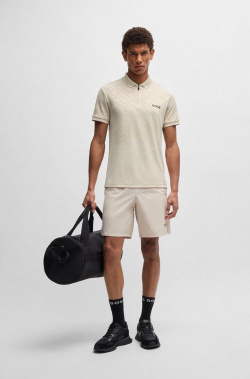 Polo De Secagem Rápida Com Monograma Em Jacquard Gradiente