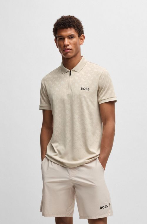 Polo De Secagem Rápida Com Monograma Em Jacquard Gradiente