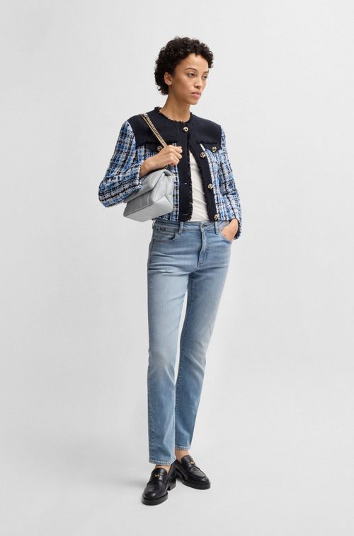 Jeans Slim-Fit Em Denim Azul Lavado Stretch