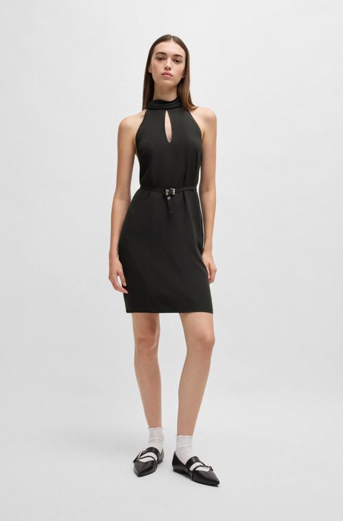 Vestido Sem Mangas Com Gola Alta E Recorte