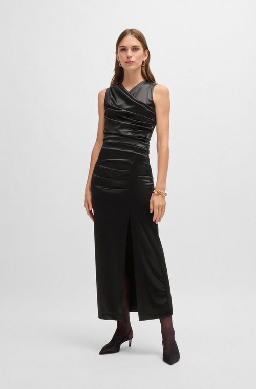 Vestido Longo Brilhante Com Efeito Envolvente