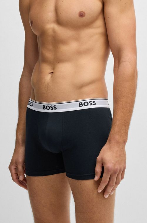 Pack De Três Boxers Longos De Algodão Elástico Com Logo