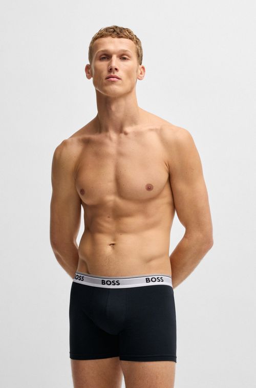 Pack De Três Boxers Longos De Algodão Elástico Com Logo