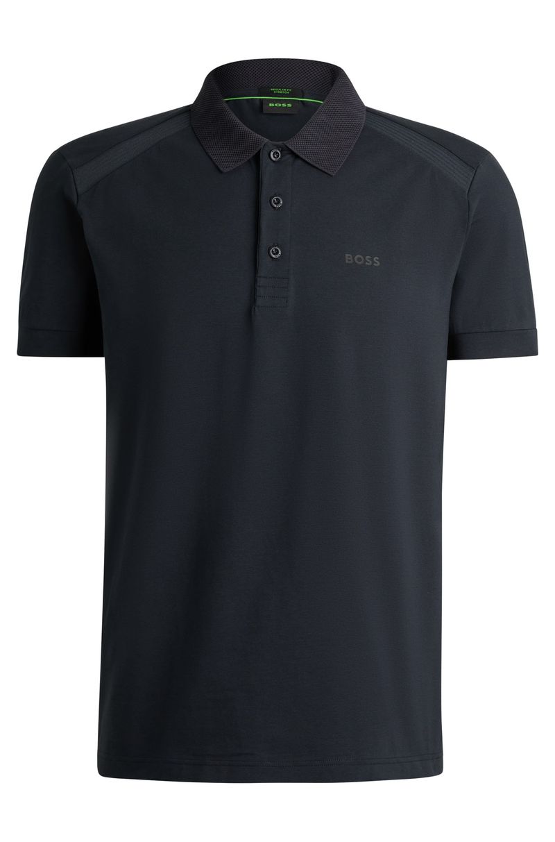 Polo De Algodão Stretch Com Inserções De Fita Listrada