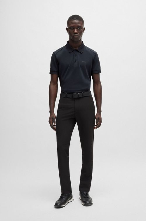 Polo De Algodão Stretch Com Inserções De Fita Listrada