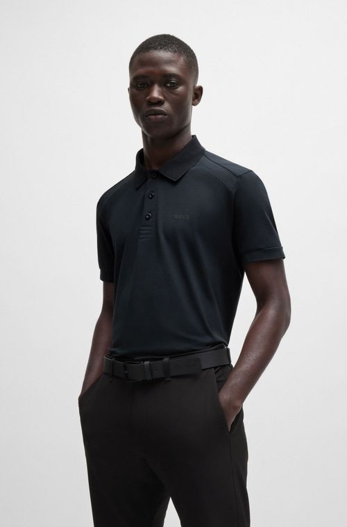 Polo De Algodão Stretch Com Inserções De Fita Listrada