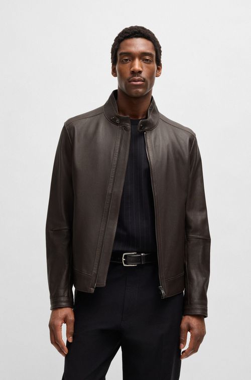 Casaco De Ajuste Regular Em Couro Napa Granulado