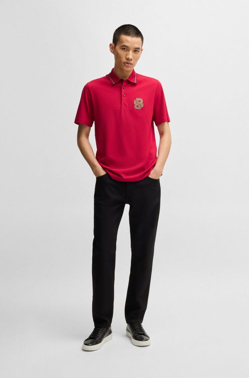 Polo De Algodão Mercerizado Com Monograma Double B
