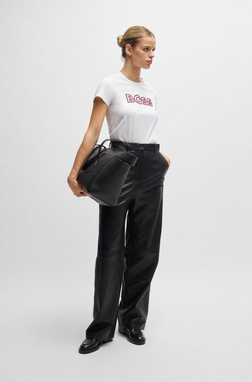 Camiseta De Algodão Mercerizado Com Detalhe De Logo
