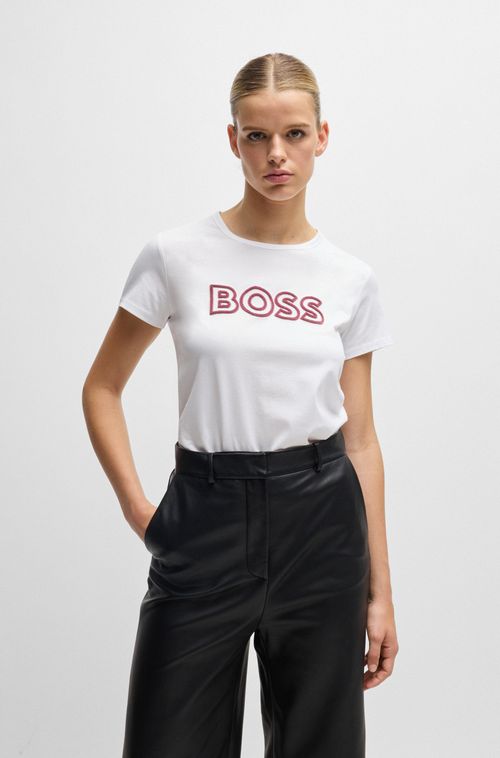 Camiseta De Algodão Mercerizado Com Detalhe De Logo