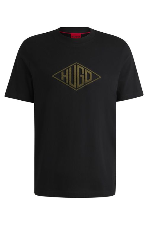 Camiseta De Algodão Com Logo Geométrico Bordado