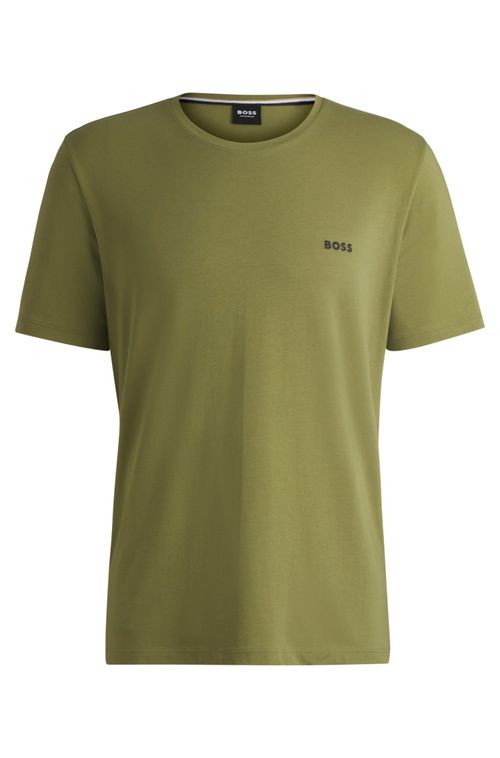 Camiseta Regular Fit Em Algodão Elástico Com Logo Bordado