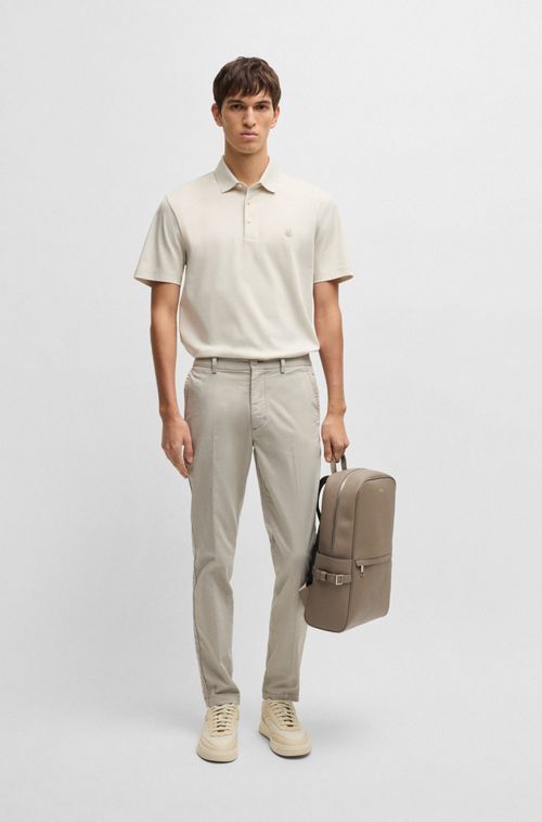 Polo De Algodão Mercerizado Com Monograma Duplo