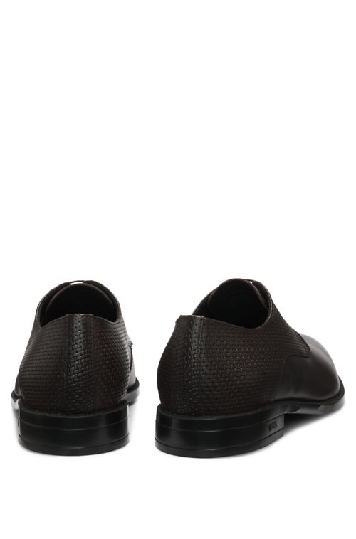 Sapatos Derby Em Couro Estampado e Liso