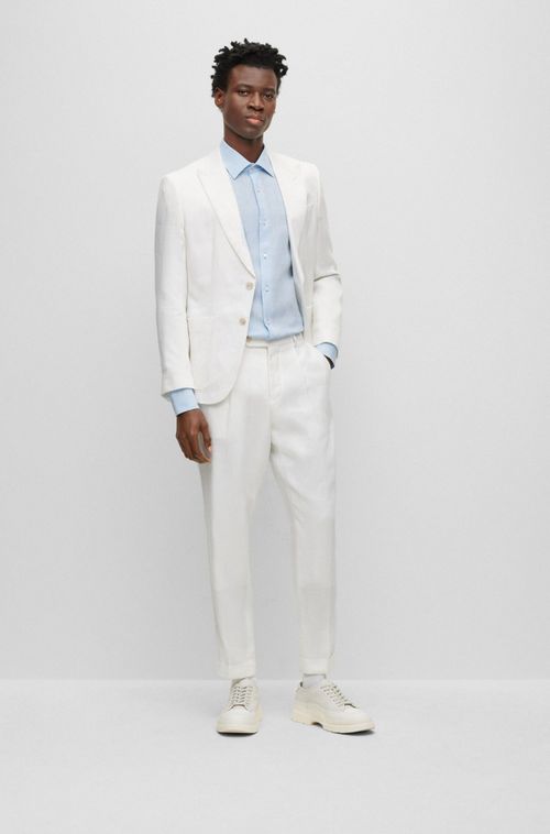 Camisa Slim Fit Em Linho De Fabricação Italiana