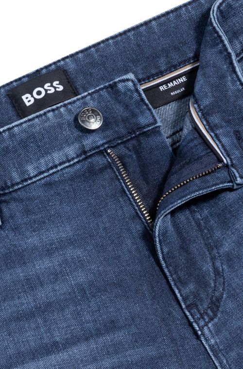 Calças Jeans Maine Regular Fit Em Denim Italiano Azul