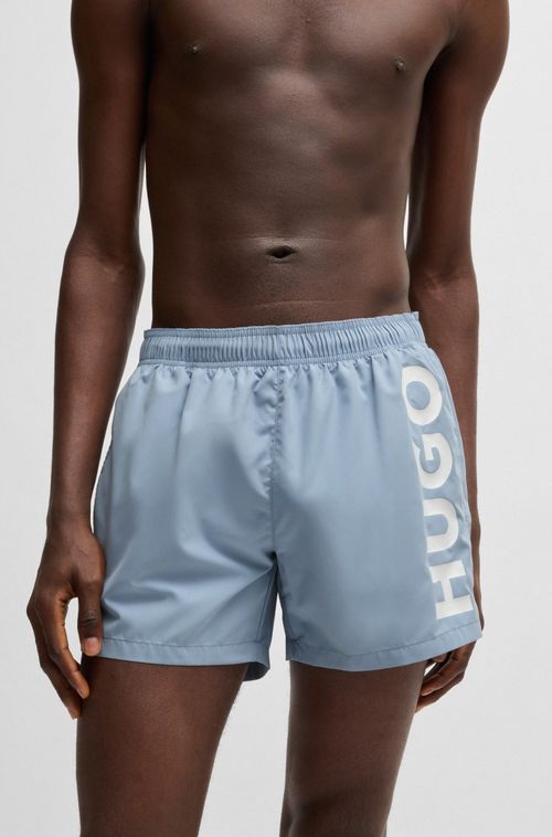 Shorts De Banho De Secagem Rápida Com Logo Vertical Estampado