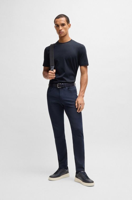 Camiseta De Ajuste Slim Em Algodão Mercerizado