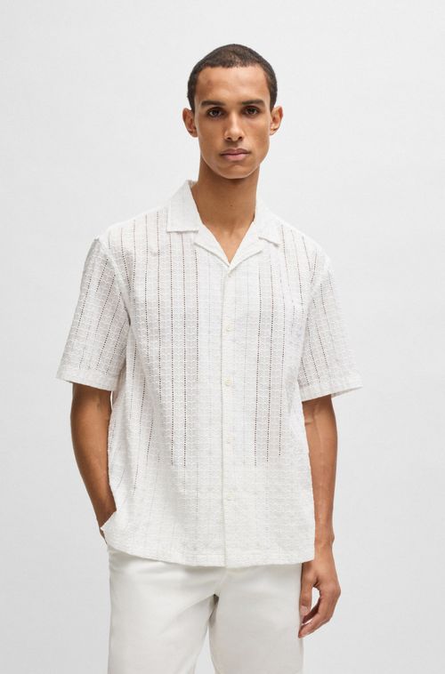 Camisa De Ajuste Descontraído Com Broderie Anglaise