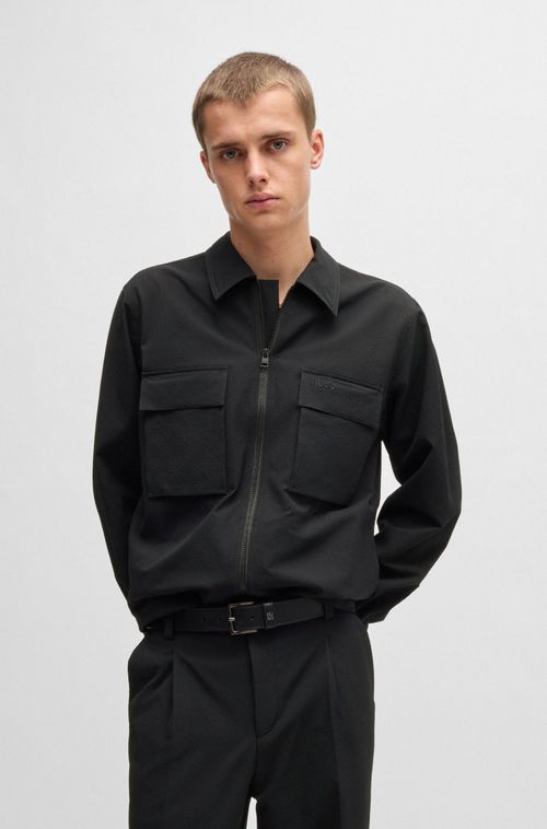 Sobrecamisa Oversized Em Seersucker Repelente À Água