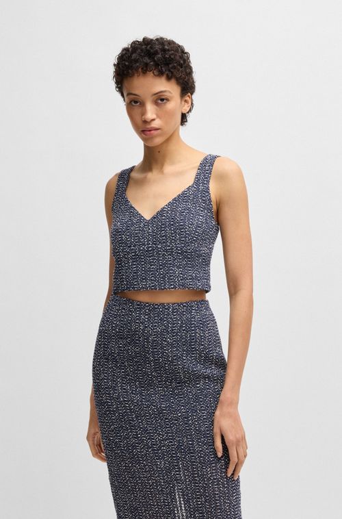 Top Em Tweed De Crochê De Dois Tons