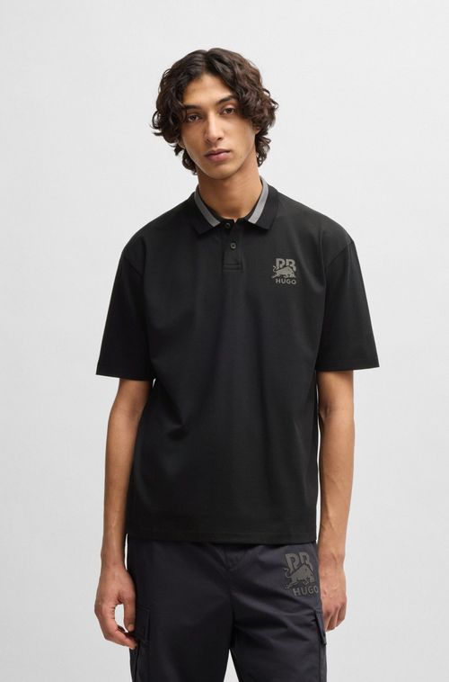 Camisa Polo De Algodão Elástico Hugo X Rb Com Logo