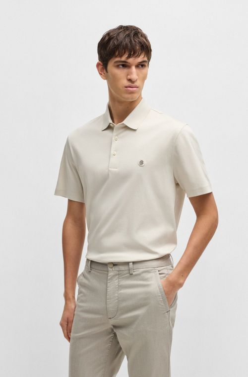 Polo De Algodão Mercerizado Com Monograma Duplo