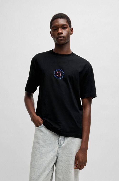 Camiseta Em Jersey De Algodão Com Logo Happy Hugo