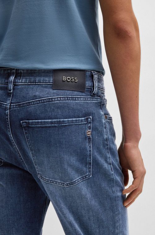 Calças Jeans Maine Regular Fit Em Denim Italiano Azul