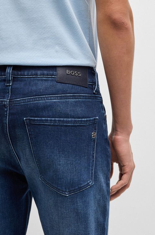 Calça Slim Fit Delaware Em Denim Elástico Azul Escuro