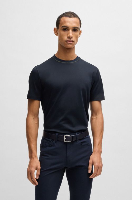 Camiseta De Ajuste Slim Em Algodão Mercerizado