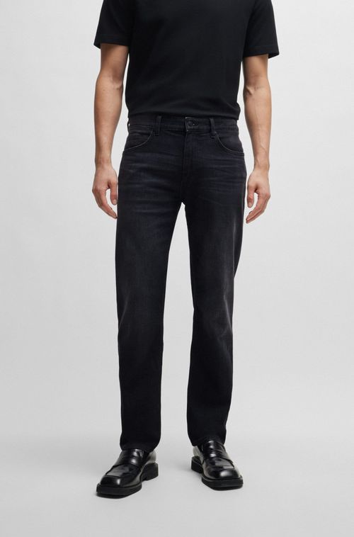 Calças De Ajuste Regular Em Denim Italiana Super Suave
