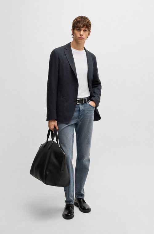 Blazer Slim Em Algodão Espinha De Peixe