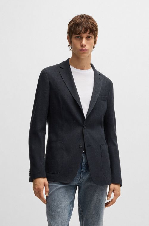 Blazer Slim Em Algodão Espinha De Peixe