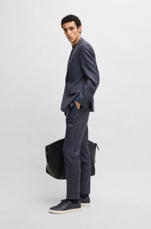 Blazer De Terno Slim De Tecido Elástico Com Padrão