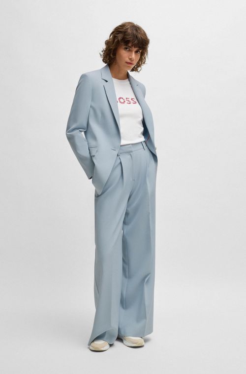 Calças Largas Em Tecido Elástico