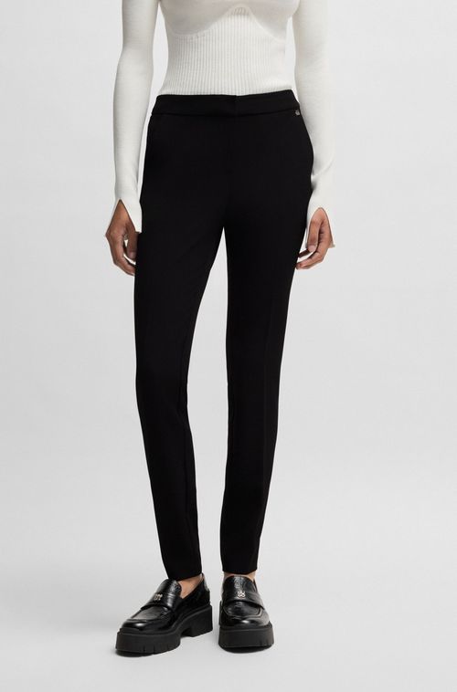 Calça Slim Fit Em Tecido Elástico Com Logo