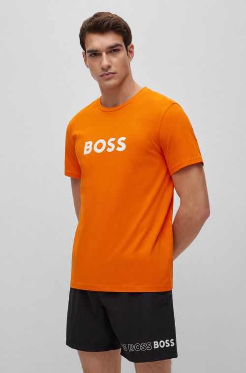 Camiseta De Caimento Solto Em Algodão Orgânico Com Logotipo Contrastante